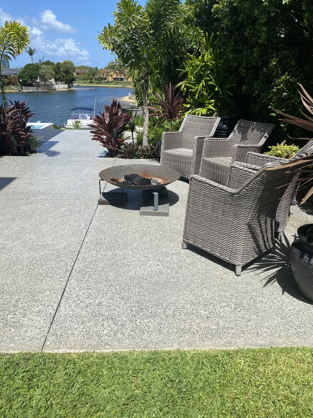 Canal-side patio