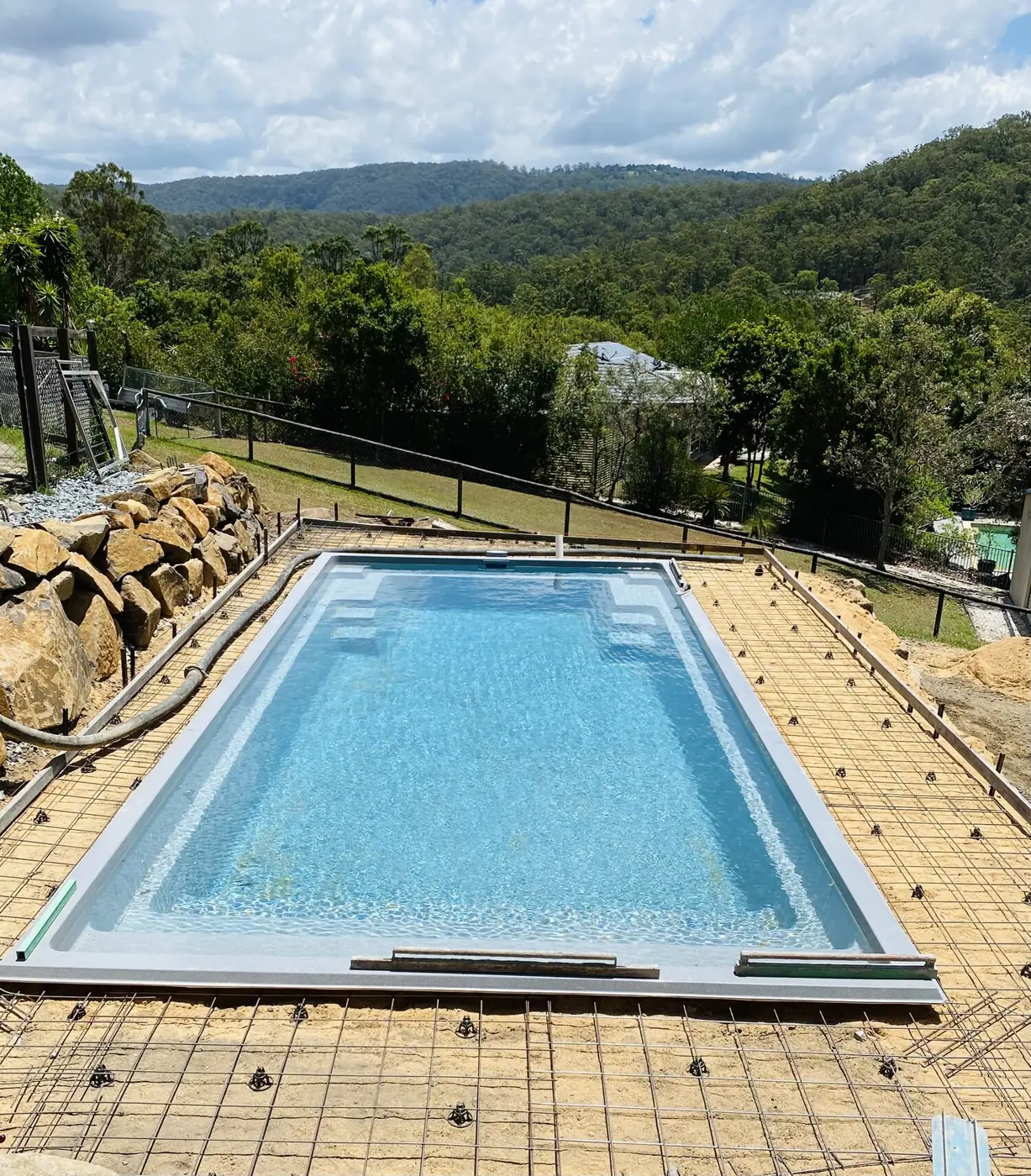 Mesh set around a new pool