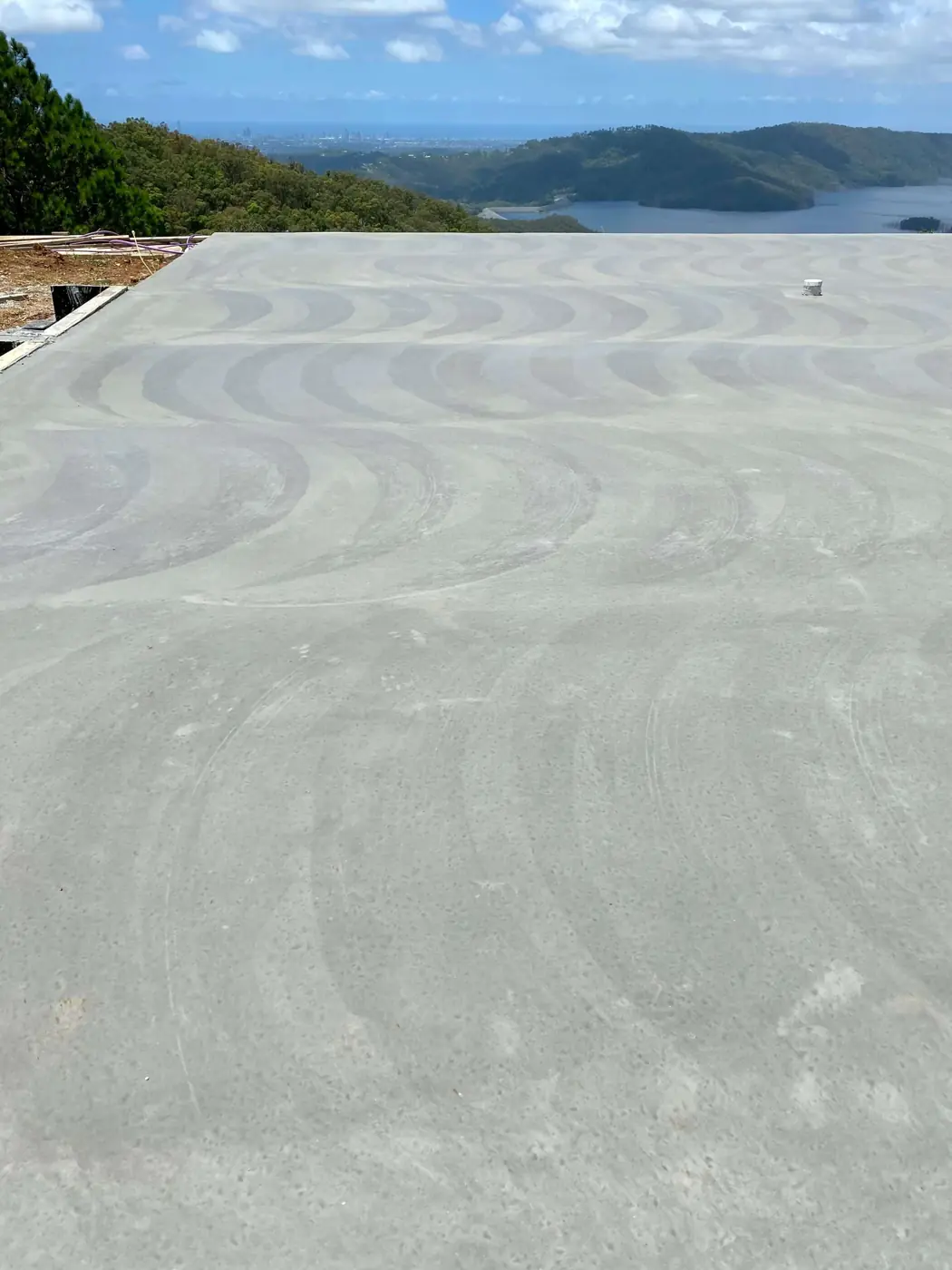 Plain broom finished concrete slab